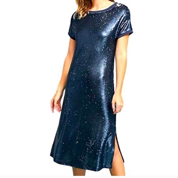 MOULINETTE Soeus Anthropologie Navy blue sequin dress - Picture 10 of 10
